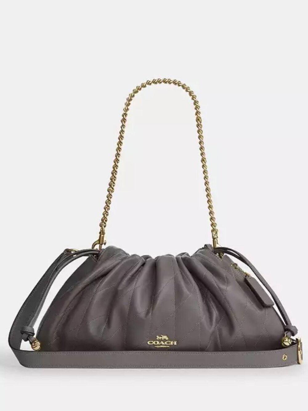 COACH faye large shoulder bag  with Quilting. gold/slate. item # ccz58.